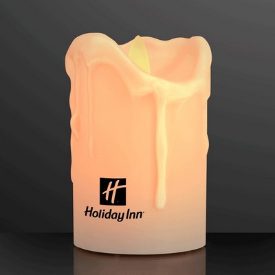 Windproof LED Pillar Candle with Moving Flame - PRINTED